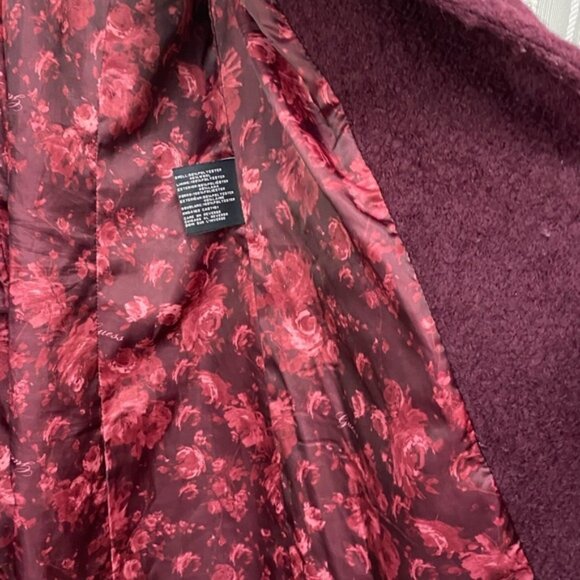 Guess‎ Los Angeles Fuzzy Pea Coat Wine Burgundy Size M - Picture 9 of 16